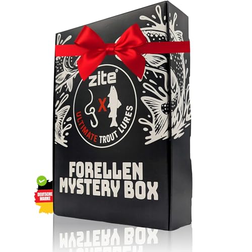 Forelle-Mystery-Box mit Angelzubehör und Gummiködern - Geschenk für Angler, Überraschungsbox mit hohem Wert