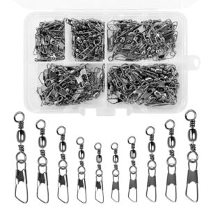 Angelzubehör Wirbel Angeln Set für den perfekten Fischfang, 150 Stück Angelzubehör mit Kugellagerwirbel, Edelstahl Wirbel und Drehgelenk