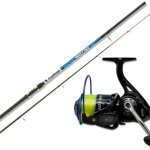 Meeresangelset mit Stationärrolle und Pilkrute, ideal für Dorsch, Köhler und andere Zielarter im Salzwasser