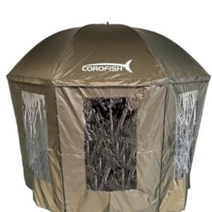 Corofish Schirmzelt 300 cm mit Reißverschluss und 360° Seitenteil für den Angelsport - großes Zelt mit Robustem Gewebe und PU-Beschichtung