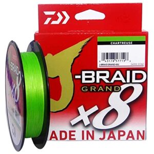 Kraftfaden für anspruchsvolle Fischereifans, Daiwa J-Braid Grand X8E 0,16mm x 135 Meter mit Chartreuse Farbe und maximale Tragkraft von 10 kg