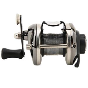 Tragbare EIS Angelrolle für Winter, kleine Platte Rad Angelrolle mit Schnur Tackle (schwarz) und Angelwartungswerkzeuge