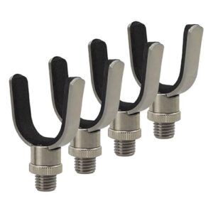 Hirisi Tackle Karpfenangelrutenauflage, Edelstahl, 4 Stück, U-förmiger Kopf, Silber. Angelzubehör für die sichere und bequeme Angelrutehalterung.