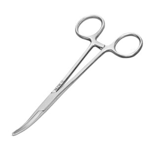 MJW Professionelle Gebogene Hämostat Angelzange aus Edelstahl, ideal für Fischerei, Tierpflege und mehr