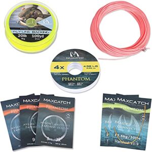 MAXIMUMCATCH Fliegenschnur Kombination mit Backing Vorfach und Tippet, Pink Combo WF5F, hochwertige Fliegenschnur für kosteneffizientes Fliegenfischen