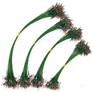 50 Stück Angeldrahtvorfächer, Nylon-beschichtete Angelschnur, Vorfächer mit Wirbeln und Druckknöpfen aus Edelstahl für das Angelzubehör