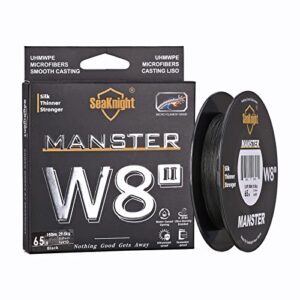 Seaknight W8 II 8 Fach Angelschnur Geflochtene Salzwasser, hochwertige und widerstandsfähige Angelschnur für das Angeln in Salzwasser, Silikonharzbeschichtung, UV-beständig, hohe Bruchfestigkeit, UHMWPE-Fasern, empfindlich, kein Dehnung, sofortiges Gefühl für Bisse