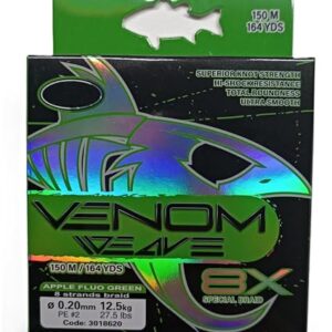 Venom X8 Geflochtene Angelschnur, 0.08mm, 4.5kg, 150m, Ultraglatt, hohe Knotenfestigkeit & Schockresistenz für Spinn-, Karpfen- und Raubfischangeln