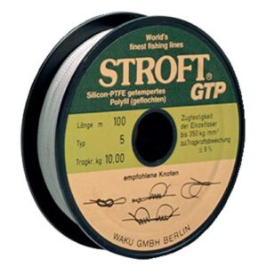 WAKU Schnur STROFT GTP Typ R, geflochtene 250m hellgraue Schnur mit Tragkraft von 18kg und Durchmesser 0,300mm