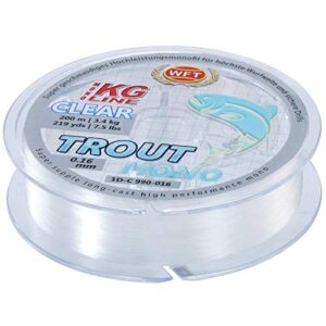 Angelprodukt WFT Trout Mono Clear 200m 0,22 - monofilige Konstruktion, 200 Meter lang, Durchmesser 0,22 mm, Tragkraft 6,5 kg, ideal für Angelsportler