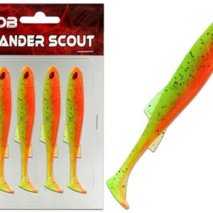 Wild Devil Baits Zander Scout Gummifisch Shad, 12cm, Fire Tiger Farbe, Softlure für Seen und Flüssen