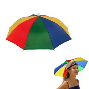Tragbarer Regenschirmhut für Erwachsene - Sonnenhut mit elastischem Band, Wassermelonen-Farbe, ideal zum Angeln, Wandern und Outdoor-Aktivitäten
