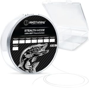 NEU AMZfishing Stealth-Mode 50m Fluorocarbon Vorfachschnur, 100% Fluorocarbon Angelschnur, Zandervorfach, Angelschnur, Angelzubehör