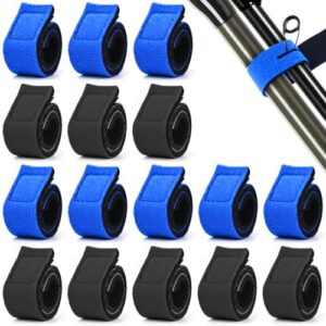 Luckaide Angelruten Gurte, 16 Stück, 2 Farben, elastische Rutenbänder mit Klettverschluss und Schnalle für Angelruten