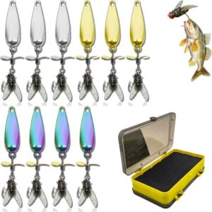 10 Stück Metallpropeller-Fischköder, hochvibrierende Pailletten-Fliegen für das Angeln mit drehendem Schwanz und 3D-Bionic-Schwimmköder für Fische