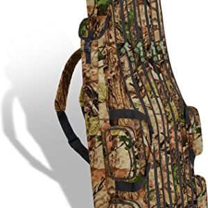 XXL Angelrutentasche mit 4 Rutenfächern für 8 Ruten - Angeltasche mit Kescher und Rutenhalter - Ruttenfutteral in Forest Autumn Camo Farbe, Größe 1,50 m