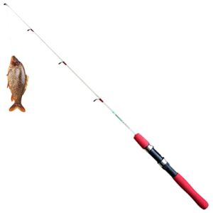 Povanjer Eisangelrute, kurze Angelruten für Erwachsene, kratzfeste Angelrute aus strapazierfähigem Fiberglas mit Eva-Griff für Anfänger im Salzwasser-Süßwasser