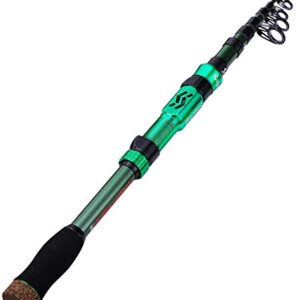 Sougayilang Teleskop-Angelrute, 24 Tonnen Kohlefaser, CNC-gfrster Rollenhalter, bequemer Eva-Griff, Reise-Angelrute fr das Forellenfischen-Grun 1.8M