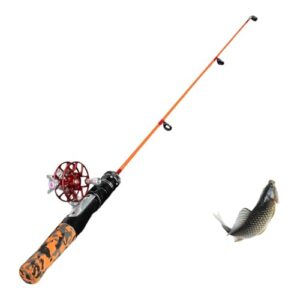 Angelrute für den Winter, Eisangelrute, faltbare Angelrute und Angelrolle, winterliche Angelausrüstung mit rutschfester EVA-Griff