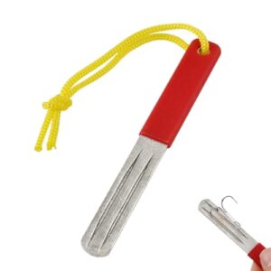 Tragbarer Doppelseitiger Hakenschärfer Schleifstein mit Griff und Hänge für Outdoor-Angeln, Fischhaken-Schärfer, Angelhaken-Spitzer