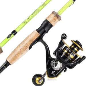 Yun Nong Angelruten und Rollen Kombination mit Edelstahlführungen, 2-teiliges leichtes Reise-Angelruten und Rollen Set für Salzwasser-Süßwasser-Angelset