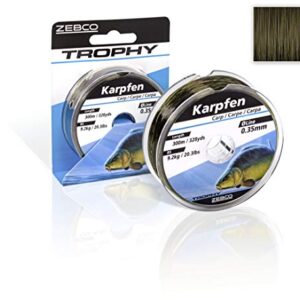 Zebco Qualitäts Trophy Karpfen monofile Angelschnur, Camou-dunkel, 0.35 mm - hochwertiger Angelzubehör für Karpfenangler