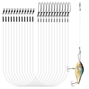 12 Artikel Fluorocarbon Vorfach für Angelzubehör, hochwertiger 304 Edelstahl, rostbeständig und abriebfest, mit Vorinstallierten Wirbeln und Karabinern, leicht und tragbar, transparent und unsichtbar unter Wasser