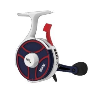 Fischangeln mit der 13 Fishing Unisex-Erwachsene Free Fall Ghost Maverick Inline Eisangeln Angelrolle, perfekt für Alltagsgebrauch, Graphitrahmenkonstruktion und Drop Speed Control-System