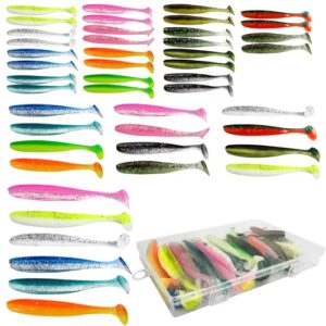 46 Stück Angelköder, Rubber Fishing Lure, Schwimmköder, Gummifische, Angelköder Kit, 6/9/12cm Gummifische Set für Angeln und Fischen