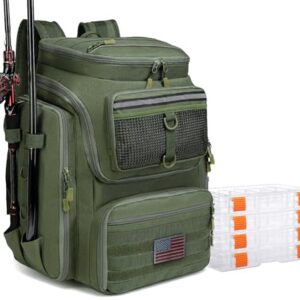 Ergonomischer Angelrucksack mit Rutenhaltern, wasserdichte Angeltasche für Männer