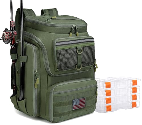 Ergonomischer Angelrucksack mit Rutenhaltern, wasserdichte Angeltasche für Männer
