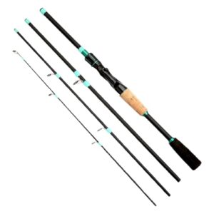 Angelrute mit langem Gussfaserfischfischerstab, geeignet für verschiedene Fischempfehler, schneller Teleskopmechanismus, hochsensitiver Aktionsstab und verbesserte Gussdistanz.