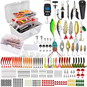 320-Teiliges Angelzubehör-Set mit Blei-Gewichten, Haken, Angelköder und Angelausrüstung für Anfänger und Profis zum Angeln von Barsch, Bluegill und Crappie