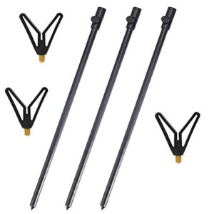 Bankstick 3 STK Rutenhalter Teleskop Erdspieße Set für Karpfenangeln, hochwertige Materialien, praktische Rutenauflage und flexible Teleskop-Einstellung zwischen 51-89 cm.