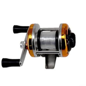 Eisangelspule für den Winter mit Doppelgriff-Design, kompakte Größe für tragbares Angeln, vorgeladen mit 50 m Schnur und Aluminium- und ABS-Körper