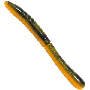 Gummiköder Wurmy Käse von FTM Omura Baits, 10 Stück, 6,5 cm lang, Farbe: Schwarz/Ocker