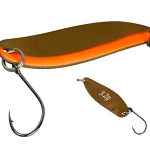 Spinnhaken für Forelle, FTM Spoon Hammer 3,2g Glänzend zum Spinnfischen auf Forelle, braun/orange