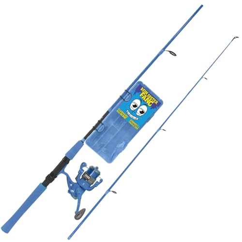 Kinder Spinnset, Angelwelt für kleine Angler, Einfache Einsteigerangelleitung, Spinnrute und Blinkrolle in Blau und Pink