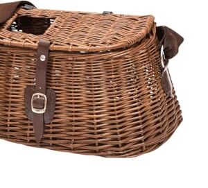 Anglerkorb aus Weide, wicker Fischkorb, geflochtener Fischerkorb mit Riemen und gratis Fischschupper fürs Angeln