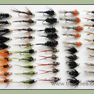 Goldkopf Nymphe Forellenfliegen, 50 Stück, 10 Sorten, gemischt 10/12, Fliegenfischen, hochwertige Qualität, optimale Auffangwahrscheinlichkeit, perfekt für Forellenseen, Fliegenfischer