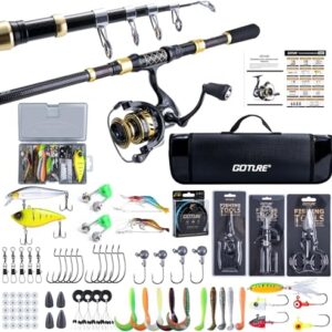 Das perfekte Angelset für jeden Angler: Teleskop-Angelrute, Stationärrolle, Angelschnur, Köderbox und Tragetasche für Salz- und Süßwasser, ideal auch als Reiseangelgeschenk.