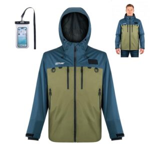 Robuste und wasserdichte Fliegenfischerweste von Goture für Outdoor-Aktivitäten, wie Fluss- und Fliegenfischen, Jagen oder als Regenmantel.