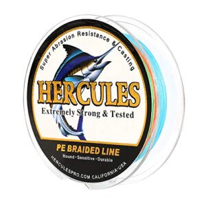 HERCULES Super Cast 100m - 2000m Yards Geflochtene Angelschnur für Salzwasser und Süßwasser, UHMWPE-Faser, 10lb - 300lb Teststärke, PE Geflecht Fischdraht Superline 8 Stränge