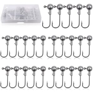 Jigköpfe Angelhaken Set 30stk Gummifische Angeln Jighaken Bleikopf Haken mit Round Jighead für Gummifische zum Raubfischangeln, Bleikopf-Angelhaken (5g-30Stk)