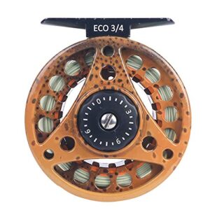 Hochwertige Fliegenrolle aus Aluminium mit großer Achse, ideal für schnelle und leichte Abfische, in verschiedenen Gewichten und Farben erhältlich