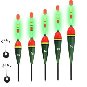 Njord Kalastus Universal Knicklicht Posen Set, 5 Stück mit 10 Gummistopfern für verschiedene Größen und Wassertiefen geeignet, ideal für Friedfische und Raubfische wie Hecht, Zander und Forelle.