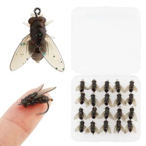 20-teiliges Fliegenfischen-Fliegen-Set, trockene nasse Fliegen zum Fliegenfischen, Forellenköder, Haken-Set für Forelle, Barsch, Lachs, Panfish