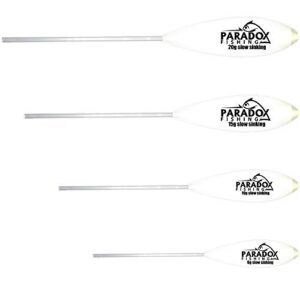 Vier Fischangeln mit verschiedenen Gewichten: 6g, 10g, 15g und 20g. Ideal für Forellenfischen mit Spoons oder Forellenteig.