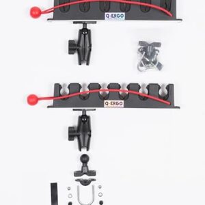 Q-ERGO Angelrutenhalter für Boote und Pontons - Metall und Kunststoff - Deckenmontage, Schienenmontage - Schwarz