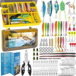 Rise Mart Angelköder Set mit verschiedenen Ködern und Zubehör für Süß- und Salzwasser, inklusive Wobbler, Löffelblinker, Spinner und Jigs